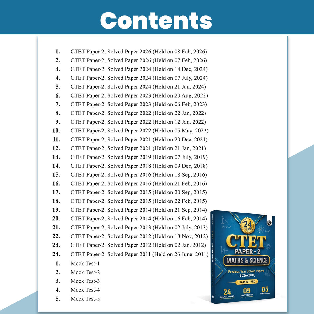 PW CTET Paper 2 Maths and Science PYQ Book | 24 Yearwise Previous Year Solved Papers PYQ (2026-2011) Class 6 - 8 For 2026 Exams | 5 Practice Sets and OMR Sheets | English Edition