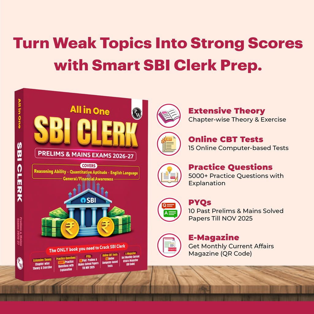 All in One SBI Clerk Book 2026 Prelims and Mains Exams | Chapterwise Theory and Exercises | 10 Previous Year Questions Papers PYQs and 15 Online CBT Tests English Edition