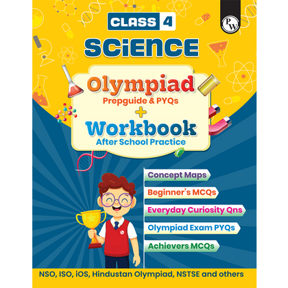 Olympiad Plus Workbook For Class 4 Science Prepguide, Concept Map, PYQs and Worksheets For After School Practice | NSO, ISO, iOS, Hindustan Olympiad, NSTSE and Others