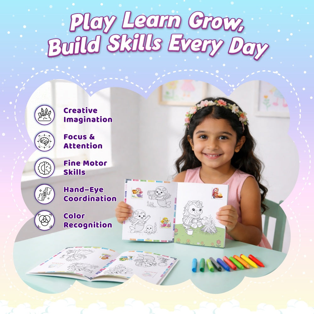 100+ Unicorn, Mermaid and Fairy Activities for kids with Stickers, Coloring & Video narrations