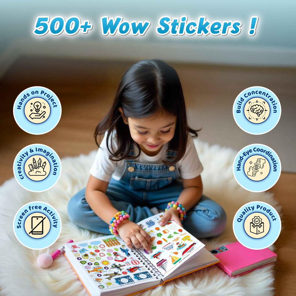 500+ Stickers Activity Book for Kids 2+ | Match & Learn with Fun Themes