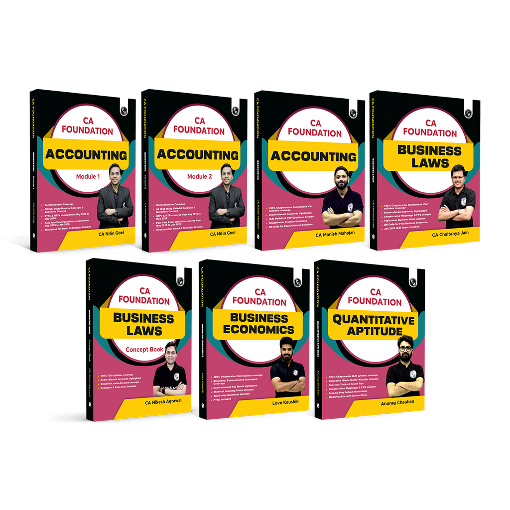 CA Foundation Accounting, Business Laws, Business Economics, Quantitative Aptitude Combo Set of 7 Books Applicable For September 2026