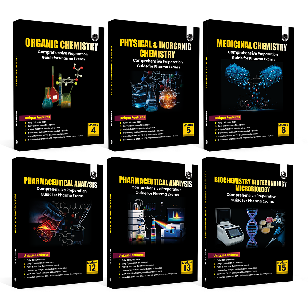 Pharma GPAT Organic Chemistry, Physical & Inorganic Chemistry, Medicinal Chemistry, Pharmaceutical Analysis, Biochemistry, BioTechnology & Microbiology Combo Set of 6 Books