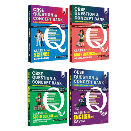 CBSE Class 9 New NCERT 2026-27 Science (Exploration), Maths Part 1 (Ganita Manjari), English R1 (Kaveri) & Social Science Understanding Society: India and Beyond Part 1 Combo Set of 4 Books