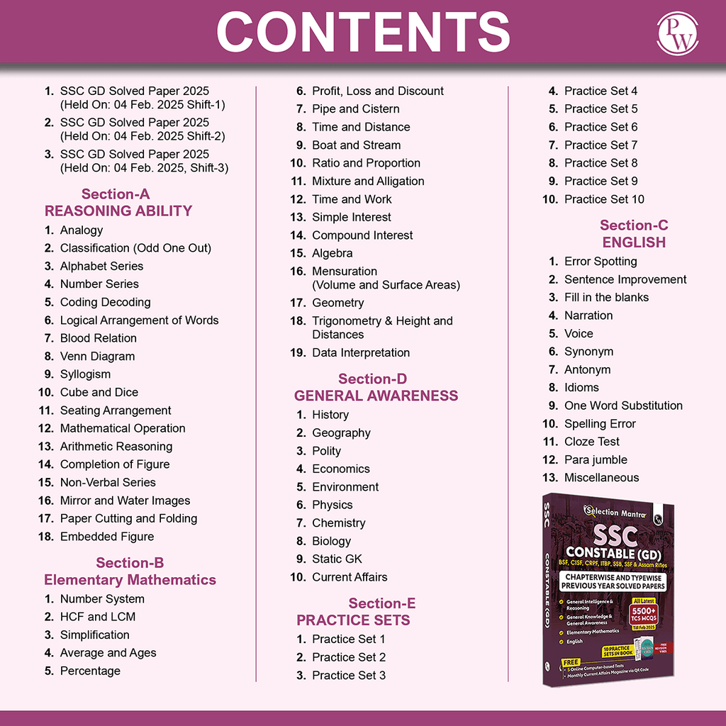 Selection Mantra For SSC Constable GD Exam 2026 Chapterwise and Typewise PYQs Till 2025 l GK, Reasoning, English and Elementary Maths) with 15 Practice Sets | Revision Vibes