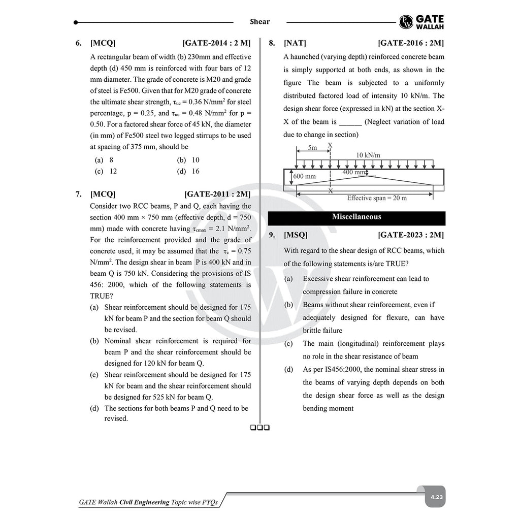 GATEWALLAH Civil Engineering Topicwise Previous Year Solved Papers (2026 - 2008) with Video Solutions For 2027 Exams | Detailed Text Solutions