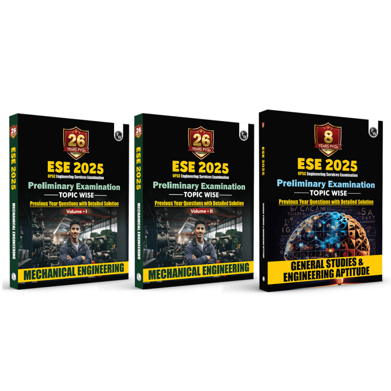 UPSC ESE Topicwise Previous Years Solved Questions 26 Years PYQs Mechanical Engineering Preliminary Examination Volume 1 & 2 and General Studies & Engineering Aptitude Combo Set of 3 Books