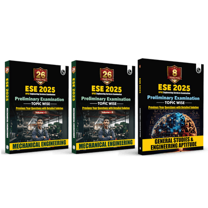 UPSC ESE Topicwise Previous Years Solved Questions 26 Years PYQs Mechanical Engineering Preliminary Examination Volume 1 & 2 and General Studies & Engineering Aptitude Combo Set of 3 Books