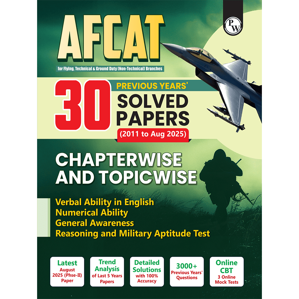 30 AFCAT Chapterwise & Topicwise Previous Years Solved Papers (Aug 2025 - 2011) PYQ For Flying, Technical & Ground Duty (Non-Tech) Branches 2026 Exam with 3 Computer Based Tests