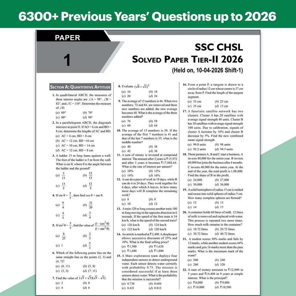 Selection Mantra SSC CHSL PYQ (10 + 2) Tier 1 & 2 Exams 2026-27 | Chapterwise & Typewise Past Year Questions Till April 2026 | 6300+ PYQ | 15 Online CBT | English Edition