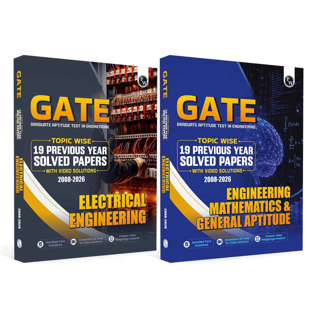 GATEWALLAH Electrical Engineering and Engineering Mathematics & General Aptitude Combo Set of 2 Books Topicwise Previous Years Solved Questions with Video Solutions For 2027 Exams