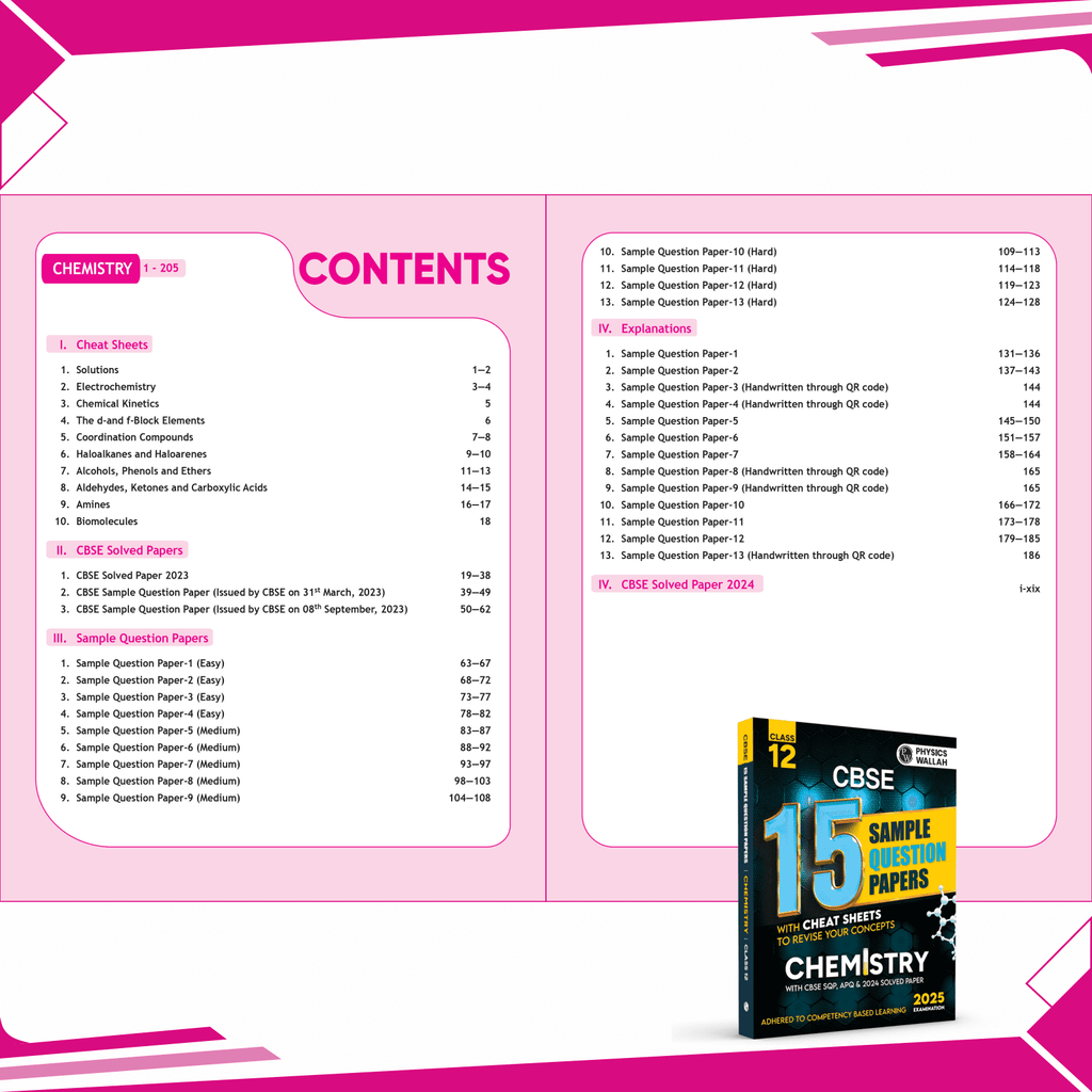 CBSE 15 Sample Question Papers Class 12 Chemistry for 2025 Exam | Competency-Based Learning | PYQ 2024 with Topper's Explanations, CBSE SQP & CBSE Practice Questions
