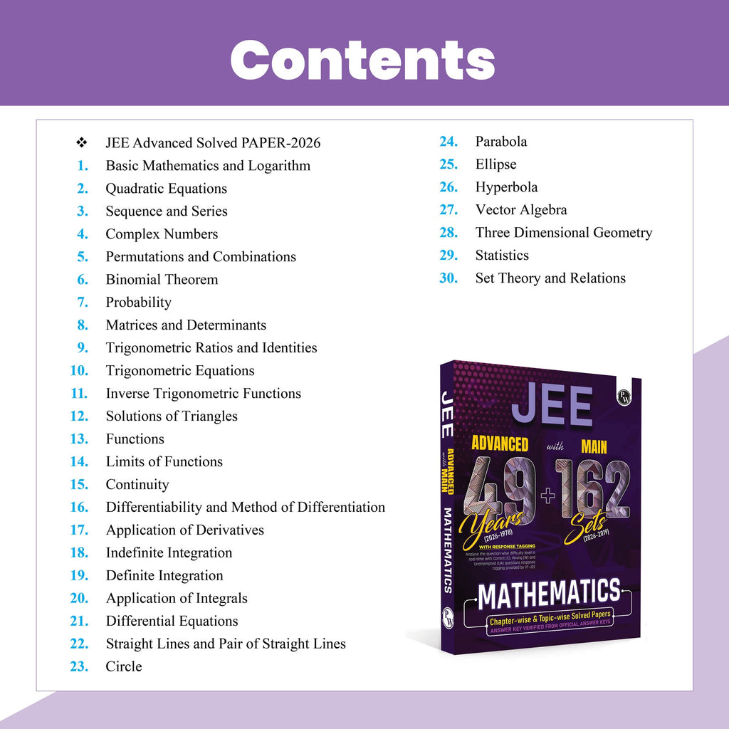 JEE Advanced 49 Years (2026-1978) with JEE Main 162 Sets Maths PYQs (2026-2019) | Chapterwise and Topicwise Solved Papers For JEE Main & Advanced 2027 Exams