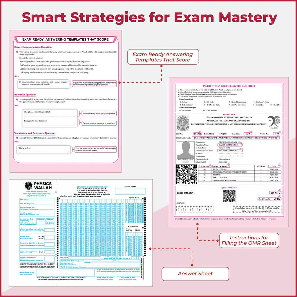 PW 15 CBSE Sample Papers Class 10 English Language & Literature For 2027 Board Exam (New Pattern) | CBSE Like Question Booklet and Answer Sheets, Marking Stickers