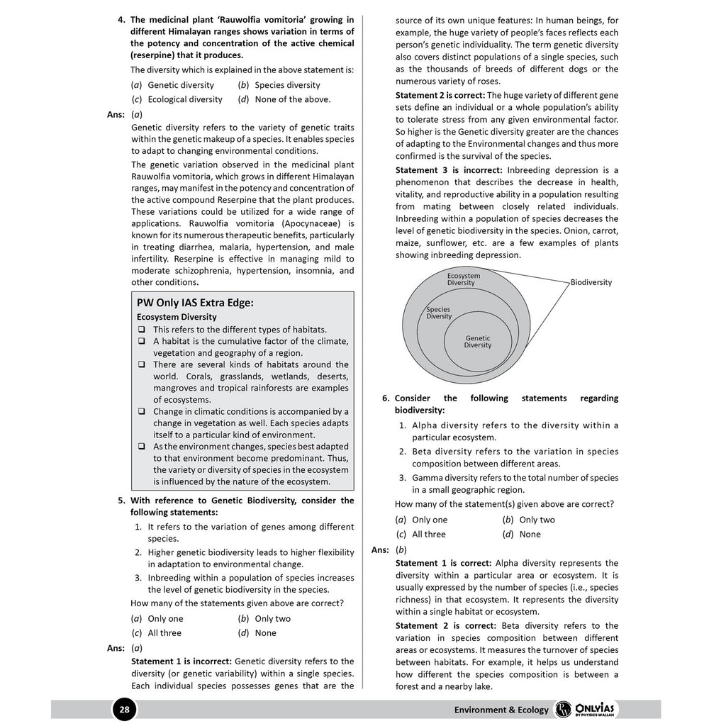 PW UPSC Mission Prelims Environment & Ecology Question Bank Chapterwise & Topicwise | 440+ Handpicked Questions & Important Topics Covered with Detailed Explanation