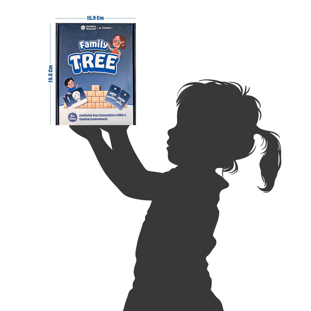 Montessori Toy Family Tree Game Kit for Kids Ages 4, 5, 6, 7, 8, 9, 10 Years with Clue Cards, Riddles & Wooden Blocks to learn 4 Generations | Board Games for Children and Adults