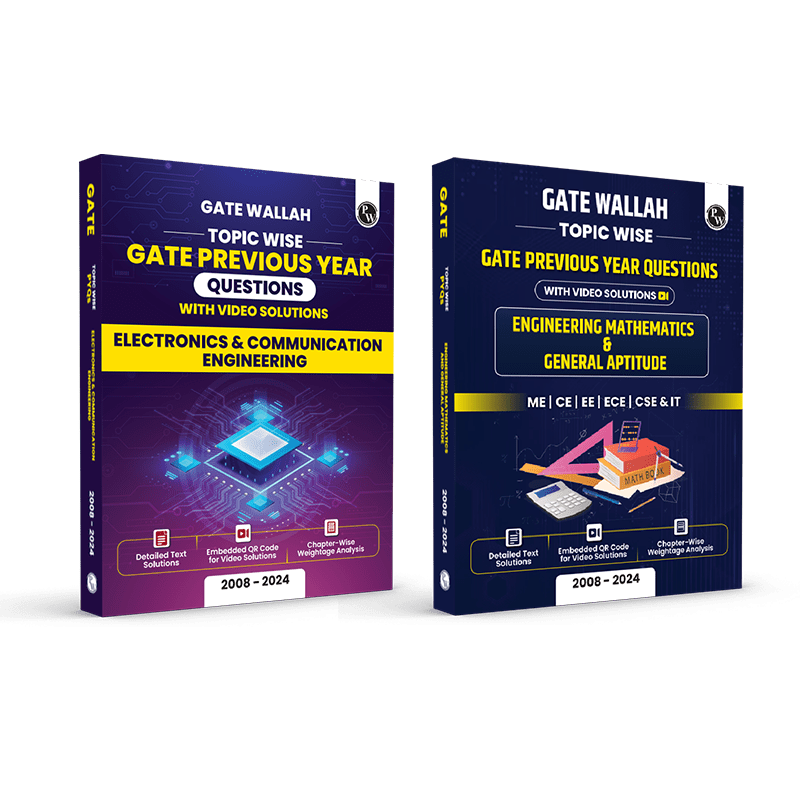GATEWALLAH Topicwise Previous Years Solved Questions with Video Solutions Electronics & Communication Engineering and Engineering Mathematics & General Aptitude Combo Set of 2 Books For 2025 Exams