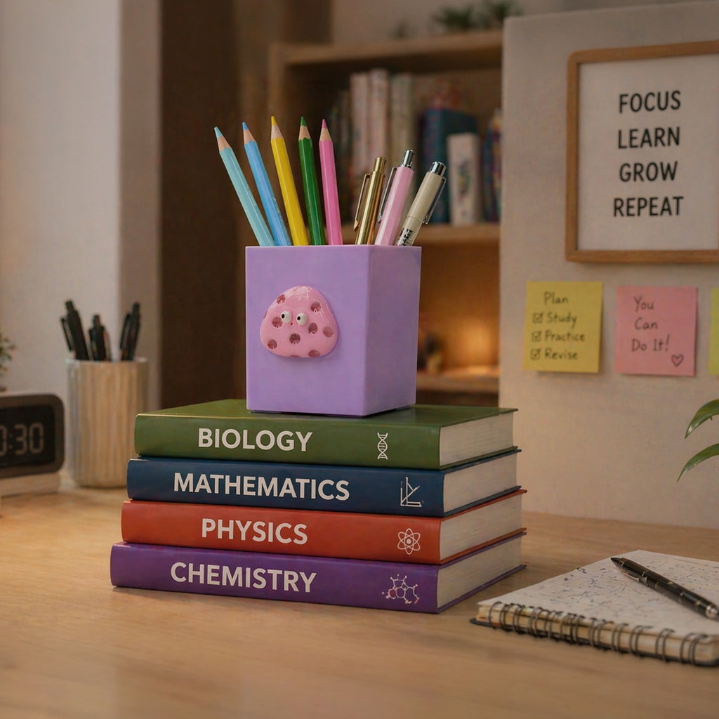 Study Desk Organizer | Writing Essentials Holder & Pen Stand for Students Lavender
