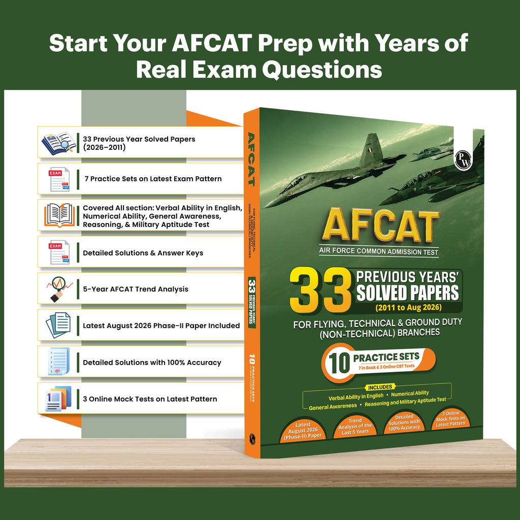 33 AFCAT Chapterwise & Topicwise Previous Years Solved Papers (Aug 2026 - 2011) PYQ For Flying, Technical & Ground Duty (Non-Tech) Branches 2027 Exam with 3 Computer Based Tests
