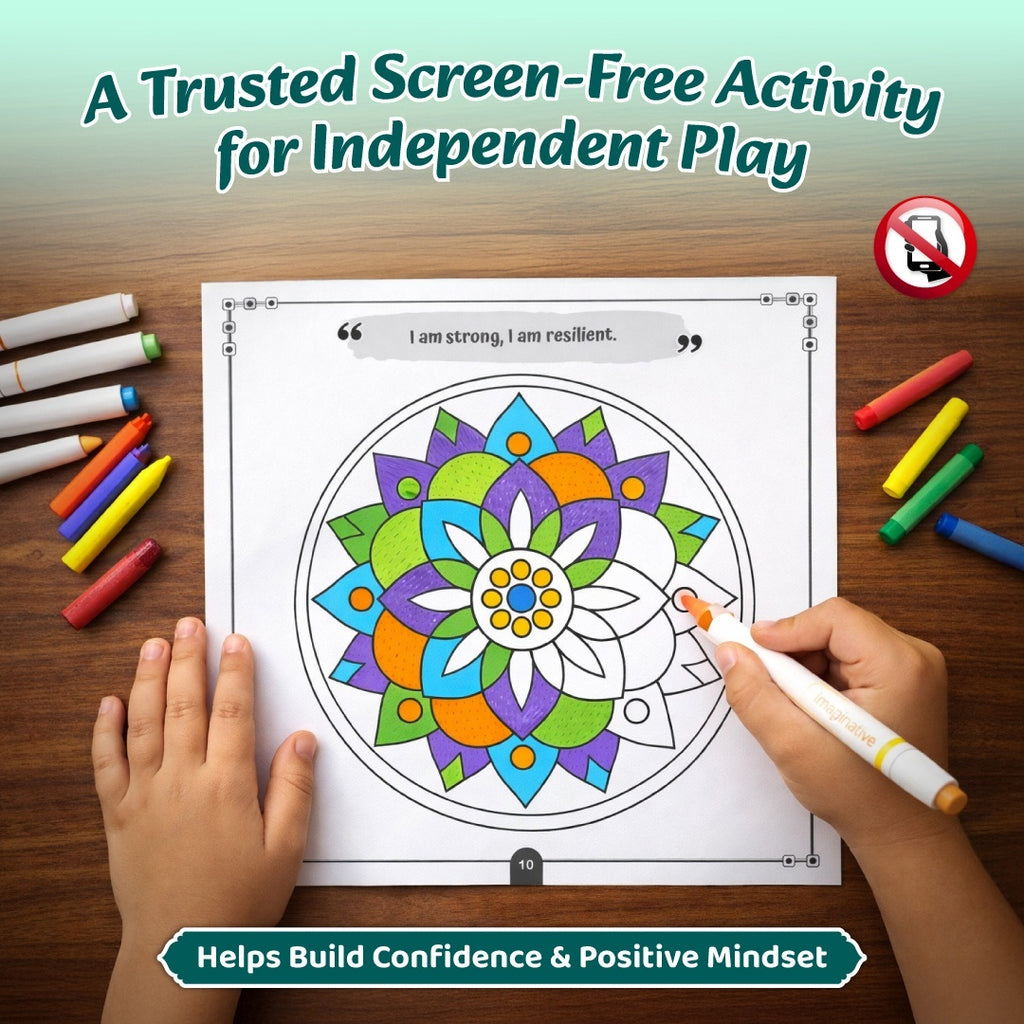 Mandala Art Coloring Book For Kids Level-1 | Copy Coloring Book with Tear Out Sheets, Mandala Sticker Set & Positive Affirmation, Improving Concentration & Creativity | Thoughtful Gift for Kids