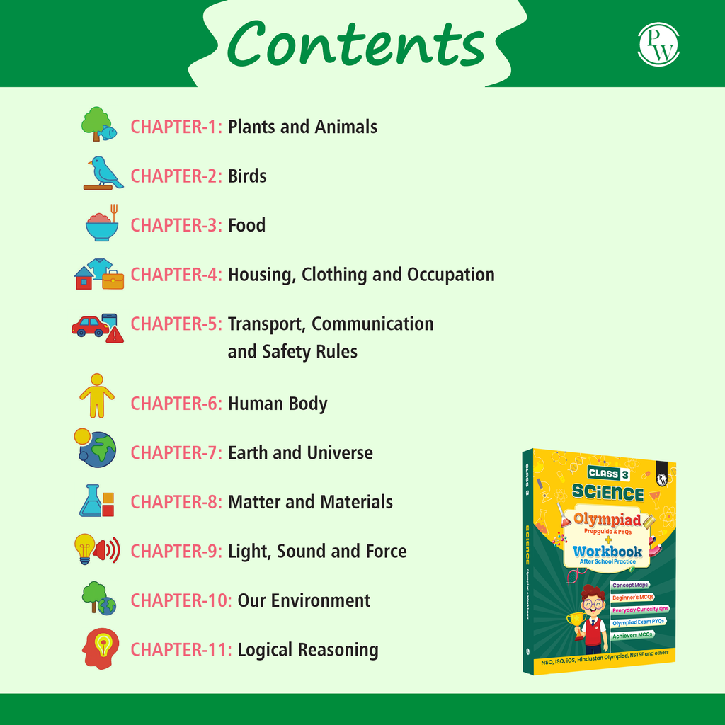 Olympiad Plus Workbook For Class 3 Science Prepguide, Concept Map, PYQs and Worksheets For After School Practice | NSO, ISO, iOS, Hindustan Olympiad, NSTSE and Others