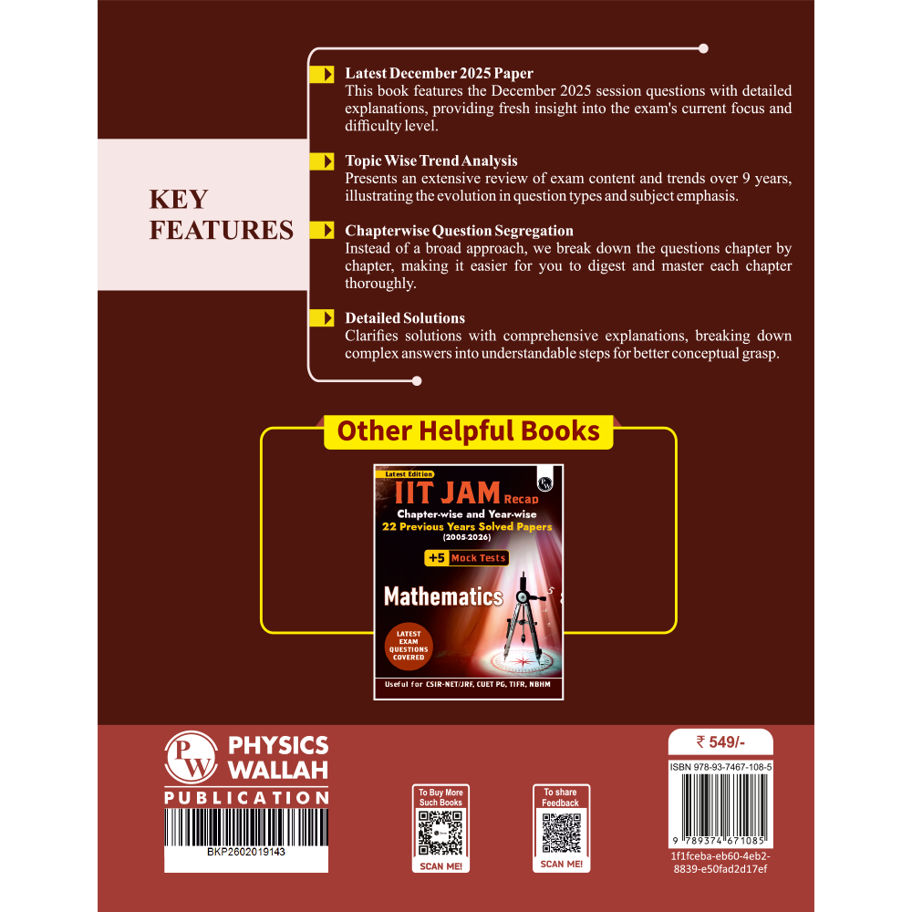 PW  CSIR NET Recap Mathematical Sciences PYQ Chapterwise & Yearwise Previous 9 Years Solved Papers (2017-December 2025) | Latest December 2025 Paper Covered l For GATE, TIFR, BARC, and IIT JAM Exams