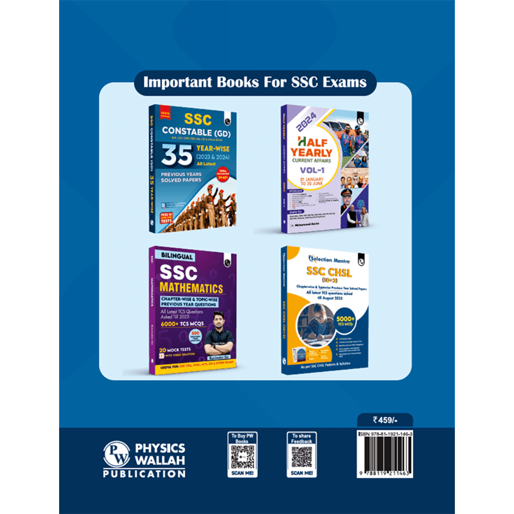 Selection Mantra for SSC Constable GD Exam 2025 Chapterwise and Typewise Previous Year Solved Papers Till 2024 (Combined Book-GK, Reasoning, English and Elementary Mathematics)