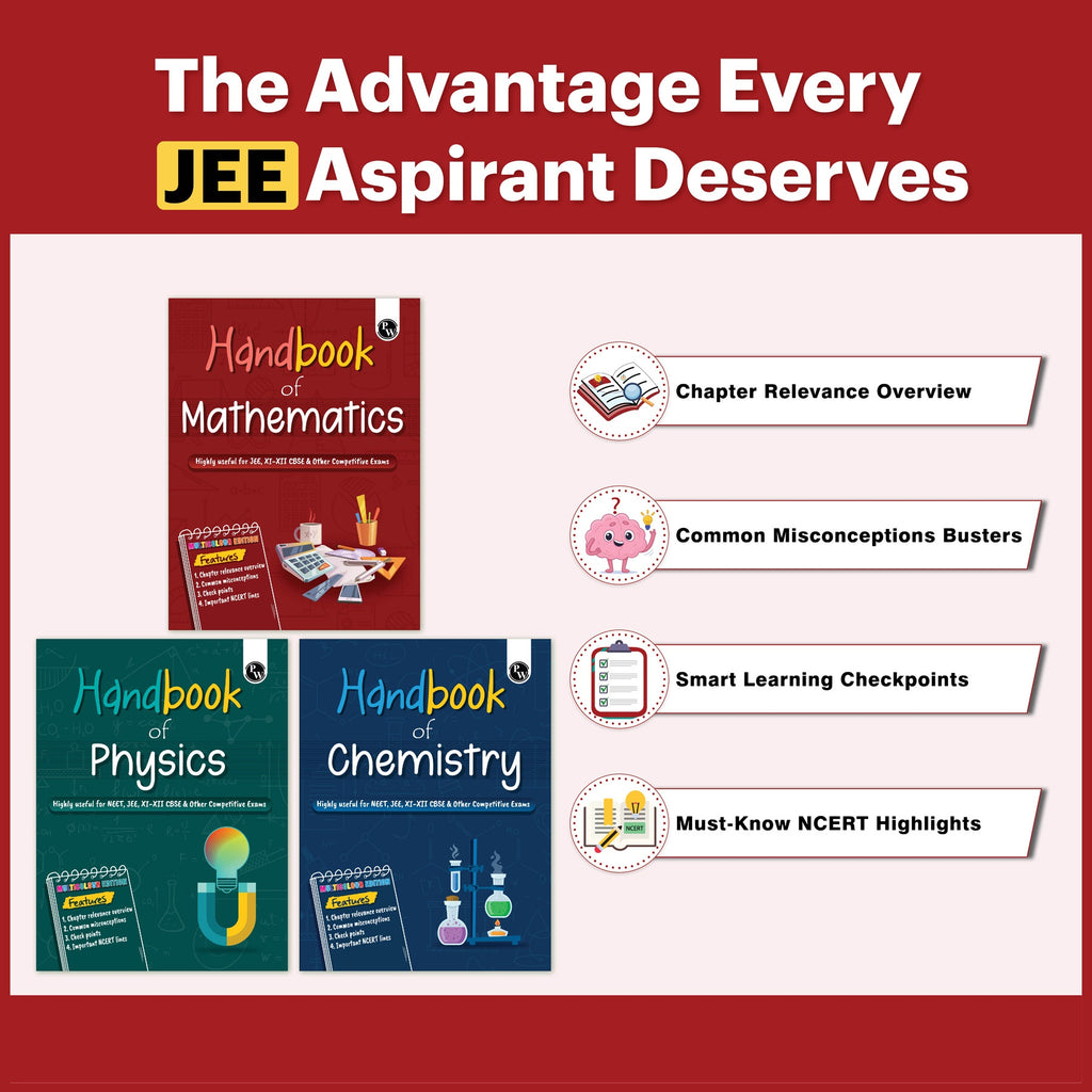 Handbook Physics, Chemistry, Maths Combo Set of 3 Books For 2026-27 Exams | Highly Useful For JEE, CBSE Class 11-12 & Other Competitive Exams | Quick Revision Book | Important NCERT Lines