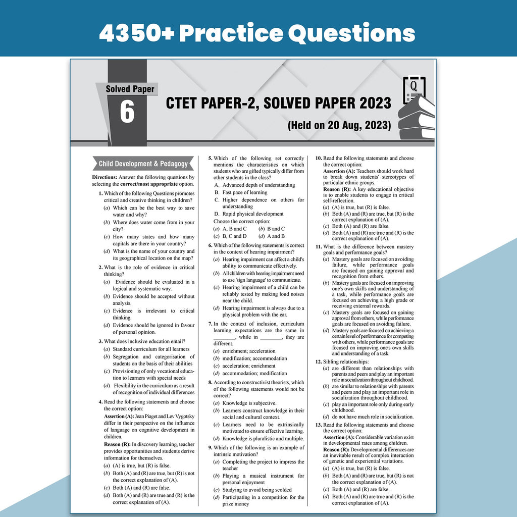 PW CTET Paper 2 Maths and Science PYQ Book | 24 Yearwise Previous Year Solved Papers PYQ (2026-2011) Class 6 - 8 For 2026 Exams | 5 Practice Sets and OMR Sheets | English Edition