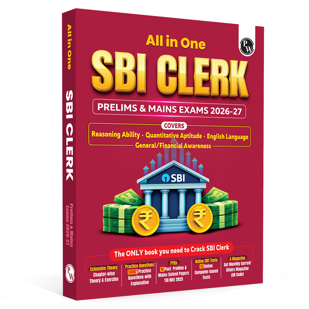 All in One SBI Clerk Book 2026 Prelims and Mains Exams | Chapterwise Theory and Exercises | 10 Previous Year Questions Papers PYQs and 15 Online CBT Tests English Edition