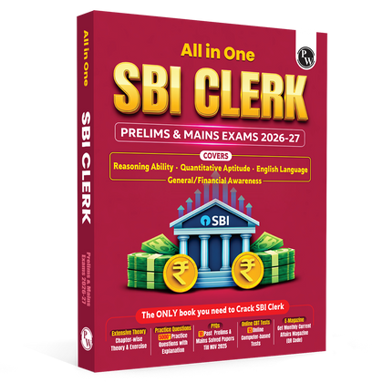 All in One SBI Clerk Book 2026 Prelims and Mains Exams | Chapterwise Theory and Exercises | 10 Previous Year Questions Papers PYQs and 15 Online CBT Tests English Edition