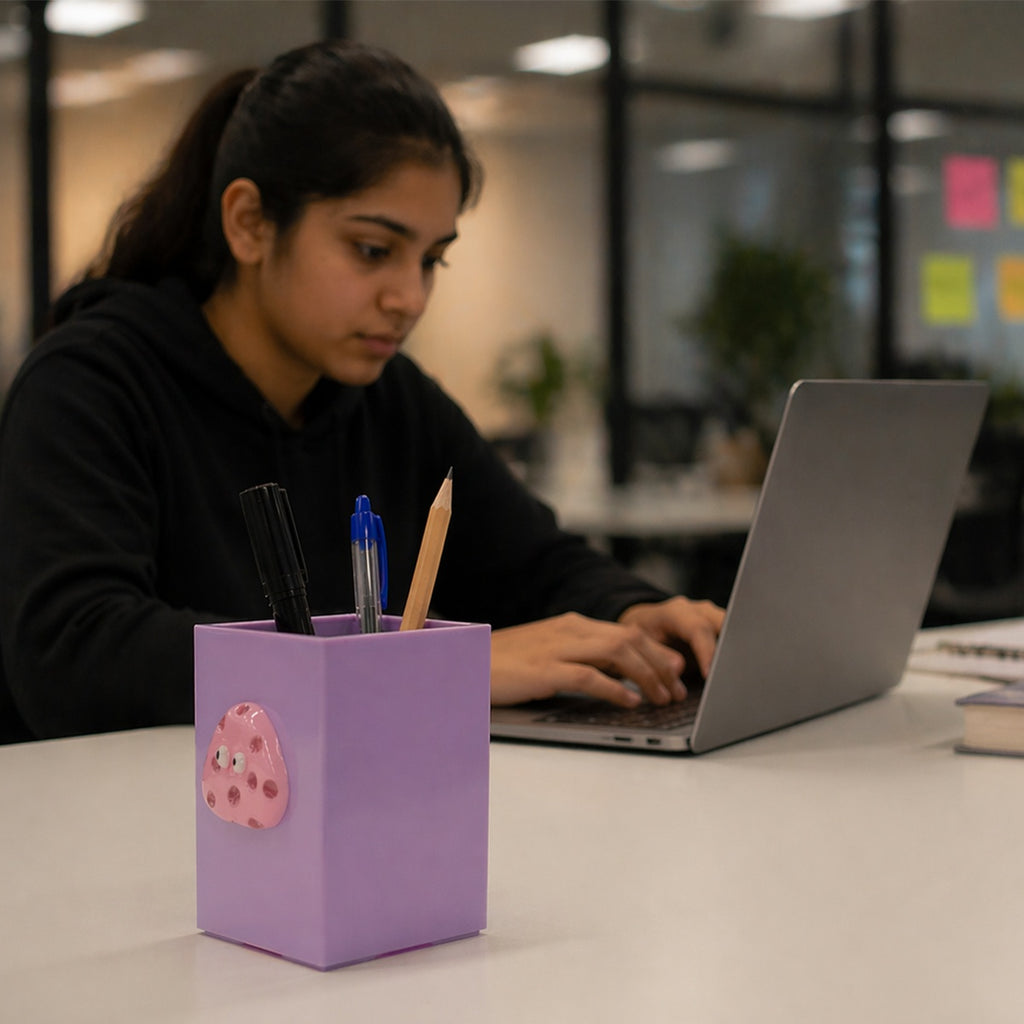 Study Desk Organizer | Writing Essentials Holder & Pen Stand for Students Lavender