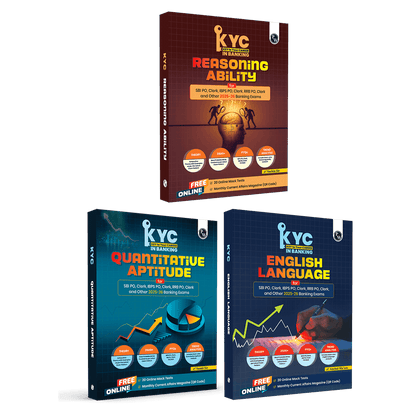 KYC Quantitative Aptitude, Reasoning Ability and English Language Combo Set of 3 Books For SBI PO, Clerk, IBPS PO, Clerk, RRB, PO, Clerk, RBI & Other Banking Exams 2025- 26