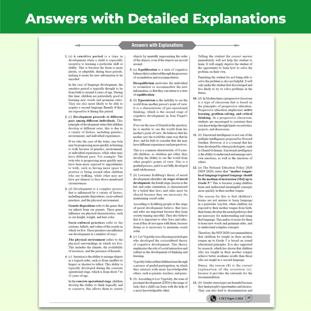 CTET Paper 1 (Class 1  5) 24 Previous Year Solved Papers 2026-2011 | Includes CDP Revision Notes | 5 Practice Sets | 5 OMR Sheets | PYQ Questions | English Edition