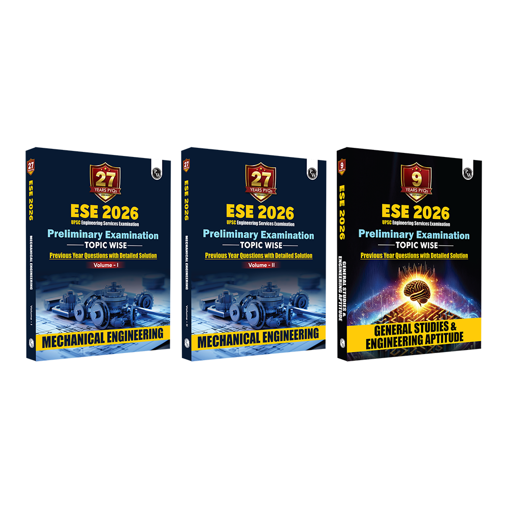 UPSC ESE Topicwise Previous Years Solved Questions Mechanical Engineering Preliminary Examination Volume 1 & 2 and General Studies & Engineering Aptitude Combo Set of 3 Books for 2026 Exams
