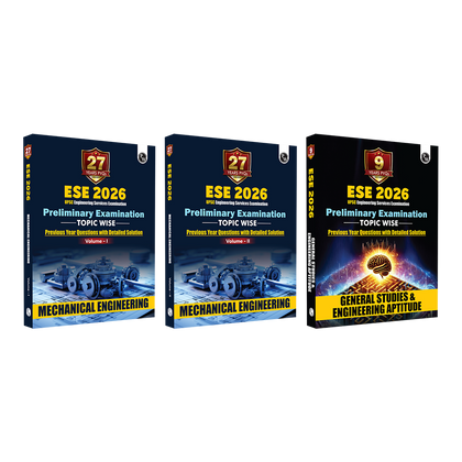 UPSC ESE Topicwise Previous Years Solved Questions Mechanical Engineering Preliminary Examination Volume 1 & 2 and General Studies & Engineering Aptitude Combo Set of 3 Books for 2026 Exams