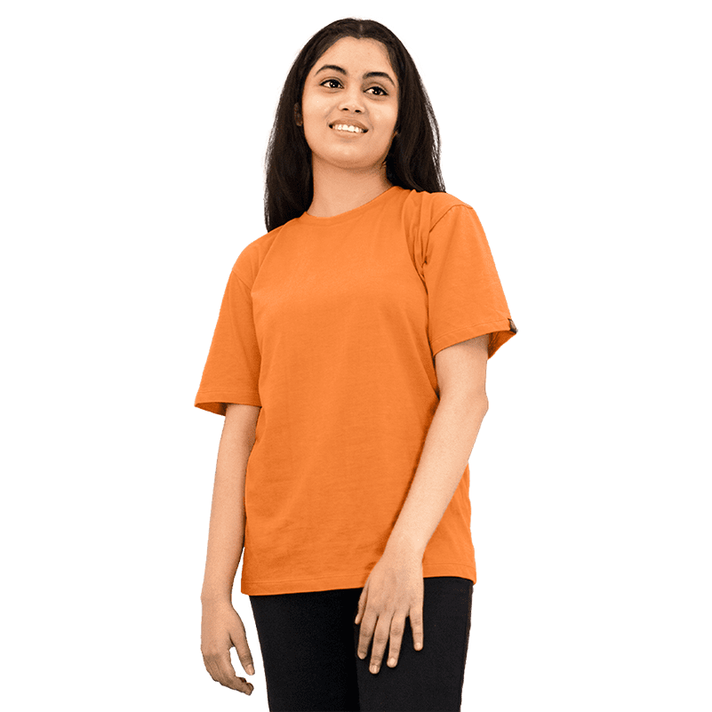 Everyday Essential 100% Cotton Unisex Solid Orange T-shirt (S)