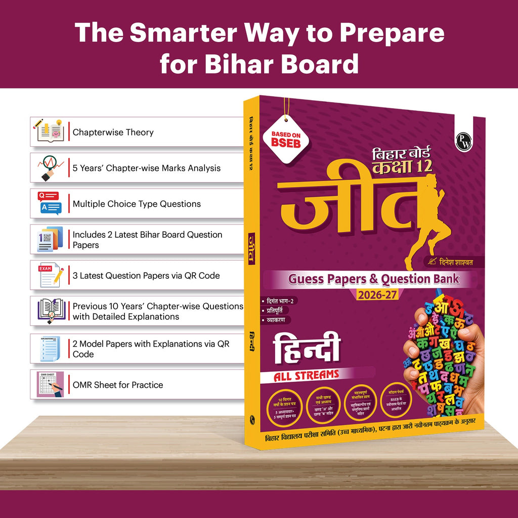 Bihar Board Class 12 Question Bank Hindi JEET Guess Papers & Question Bank By Dinesh Shaswat For 2026-27 Exam | Chapterwise Theory & Previous 10 Years Questions, Model Papers with OMR