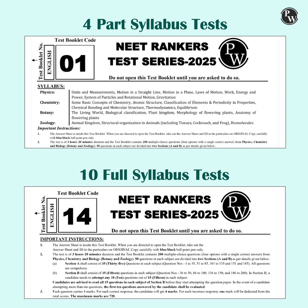 NTA NEET Rankers Test Series 2025 Verified & Curated by Expert Faculties | 10 Full Syllabus (Class 11 & 12) | OMR Sheet, Solution Booklet with NCERT References