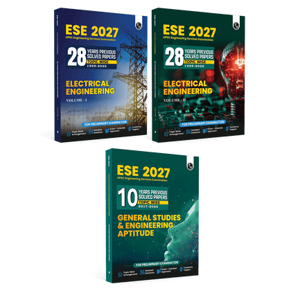 UPSC ESE 2027 Topicwise Previous Years Solved Questions Electrical Engineering Preliminary Examination Volume 1 & 2 and General Studies & Engineering Aptitude Combo Set of 3 Books