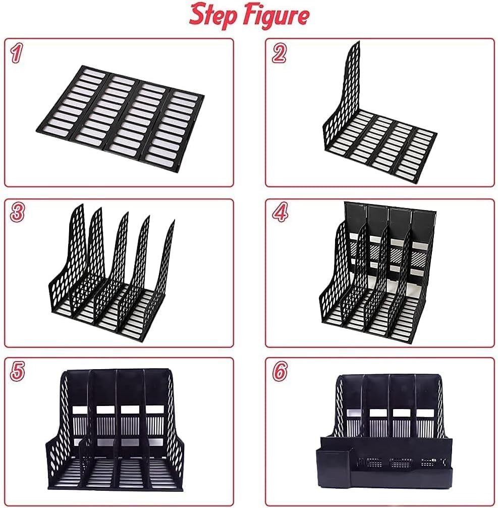 Study Desk Organizer for Students | 4 Compartment Magazine & Book Holder | Vertical File & Notebook Organizer for Study Table (Green)