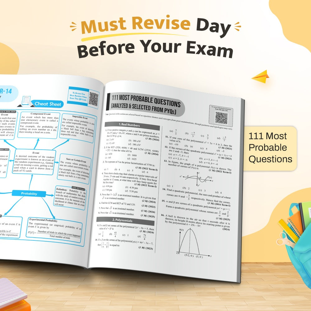 CBSE 15 Sample Question Papers Class 10 Maths (Standard) For 2027 Board Exam (New Pattern) | CBSE Like Question Booklet and Answer Sheets, Marking Stickers, Mind Maps, Most Probable Questions