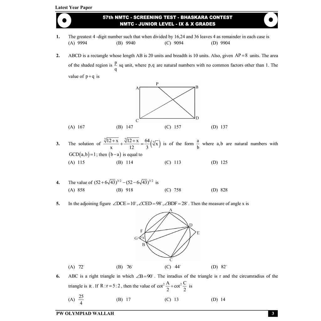 PW Olympiad Wallah Classes 8-10 The Maths Olympiad Launchpad by Rishi Joshi Sir and Vivek Bansal Sir | Ideal For SASMO, NMTC, Maths Kangaroo, AMC, IOQM Foundation Exams | With Latest PYQs