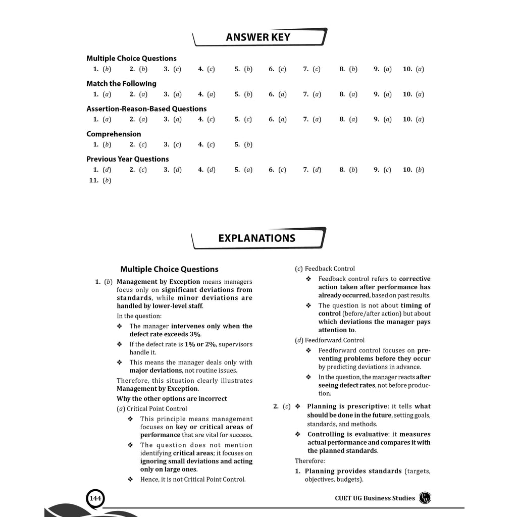 CUET (UG) Business Studies 2026 Chapterwise & Topicwise Question Bank with Past Year Questions PYQs and Mock Test | Mind Maps and Practice MCQs