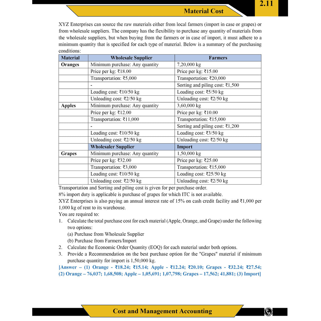 CA Intermediate Cost & Management Accounting Concept Book By CA Sunil Keswani | ICAI Aligned Content, RTP/MTP Questions, PYQs, Detailed Solutions, Latest Syllabus For Jan 2027 Exams
