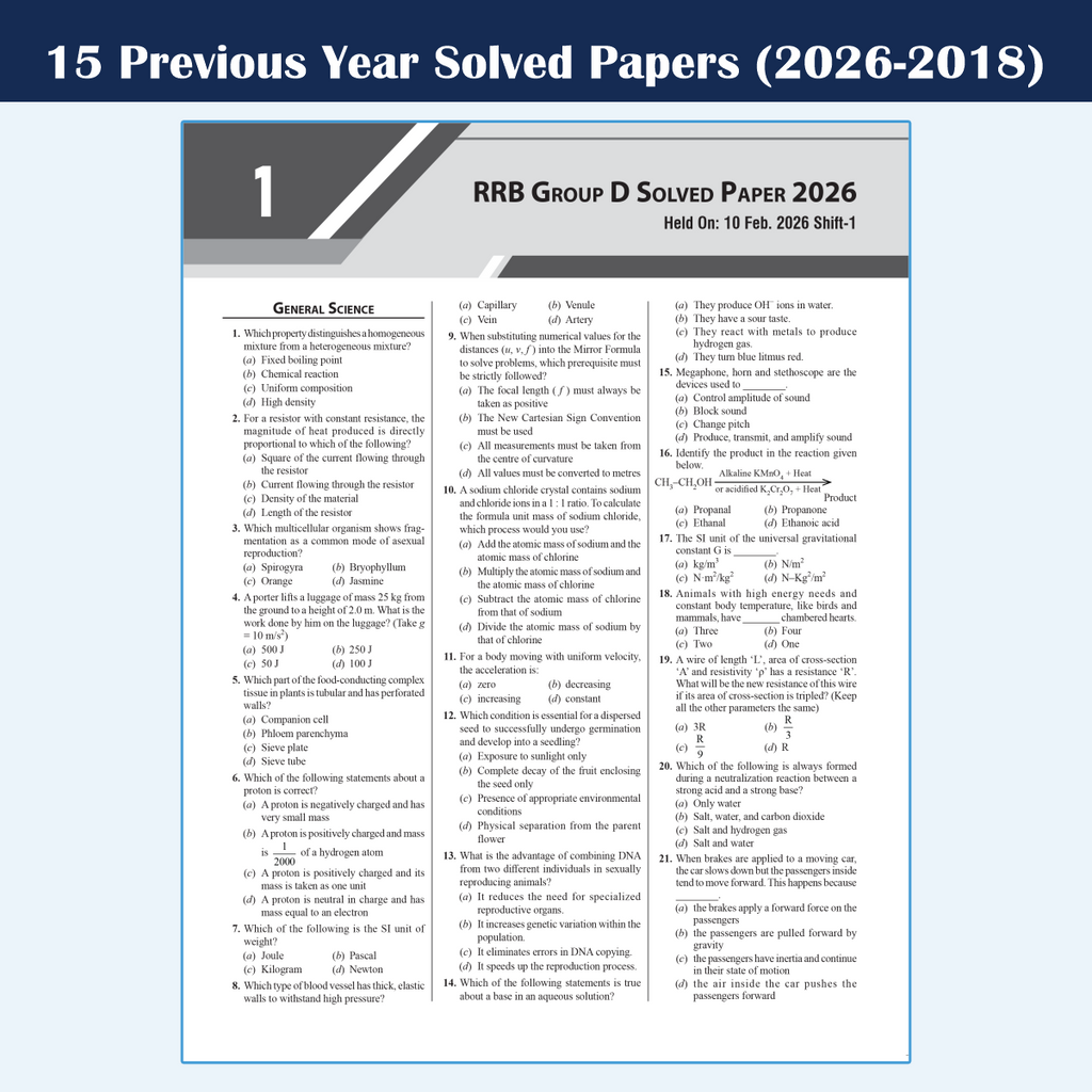 All in One RRB Group D Level-1 For 2026-27 Exam | Chapterwise Theory, Short Tricks and Exercises | 15 Previous Year Papers (PYQs) 2018- 2026 with 15 Practice Sets