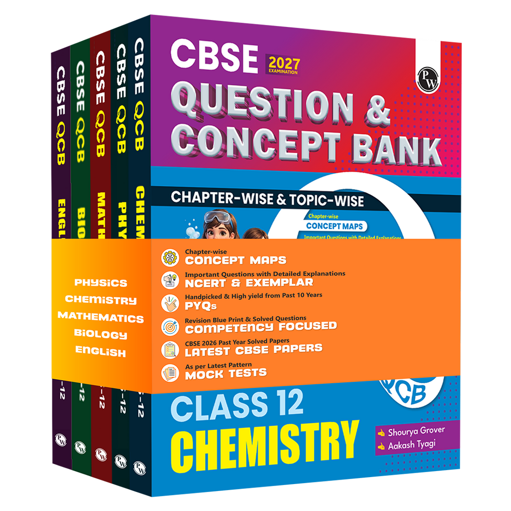 CBSE Question & Concept Bank (QCB) Class 12 Physics, Chemistry, Mathematics, Biology, English COMBO Set of 5 Books Chapterwise & Topicwise Solved Questions For 2027 Exams