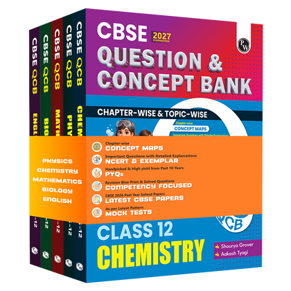 CBSE Question & Concept Bank (QCB) Class 12 Physics, Chemistry, Mathematics, Biology, English COMBO Set of 5 Books Chapterwise & Topicwise Solved Questions For 2027 Exams