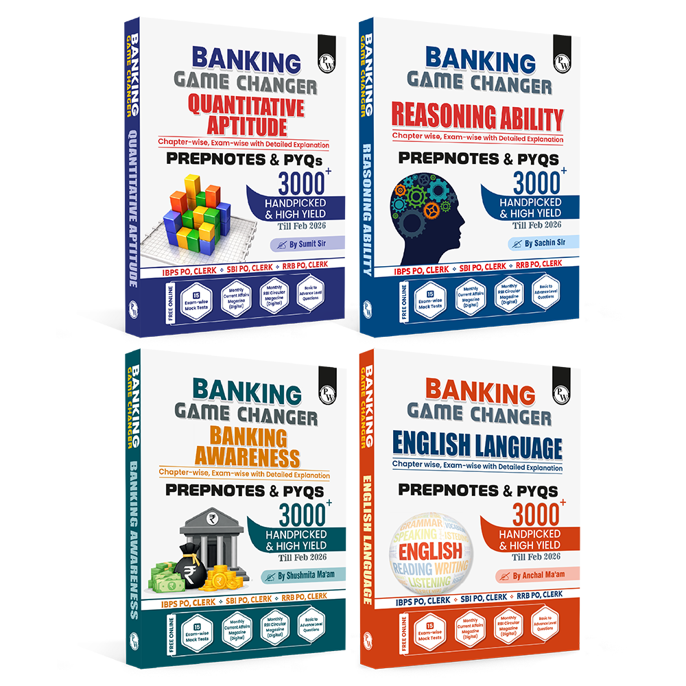 Banking Game Changer English Language, Banking Awareness, Reasoning Ability, Quantitative Aptitude Combo Set of 4 Books For 2026-27 Exams | Prepnotes & 12000+ PYQs