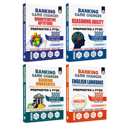Banking Game Changer English Language, Banking Awareness, Reasoning Ability, Quantitative Aptitude Combo Set of 4 Books For 2026-27 Exams | Prepnotes & 12000+ PYQs